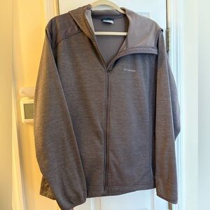 Columbia Womens Large Gray -Lavender Tech Fleece Full Zip Hoodie Thumbholes